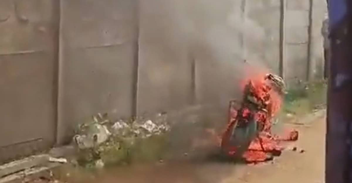 Bike fire in Telangana 